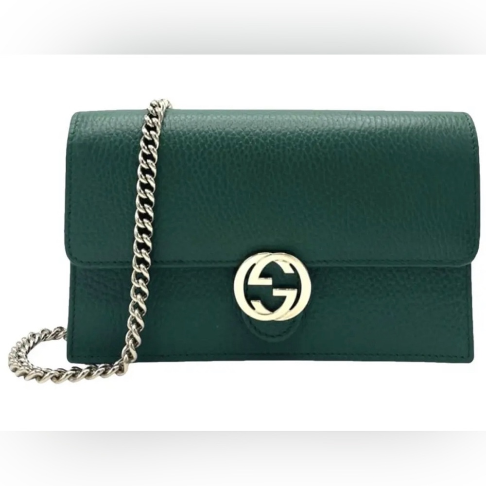 Gucci Green GG Crossbody Bag leather Interlocking